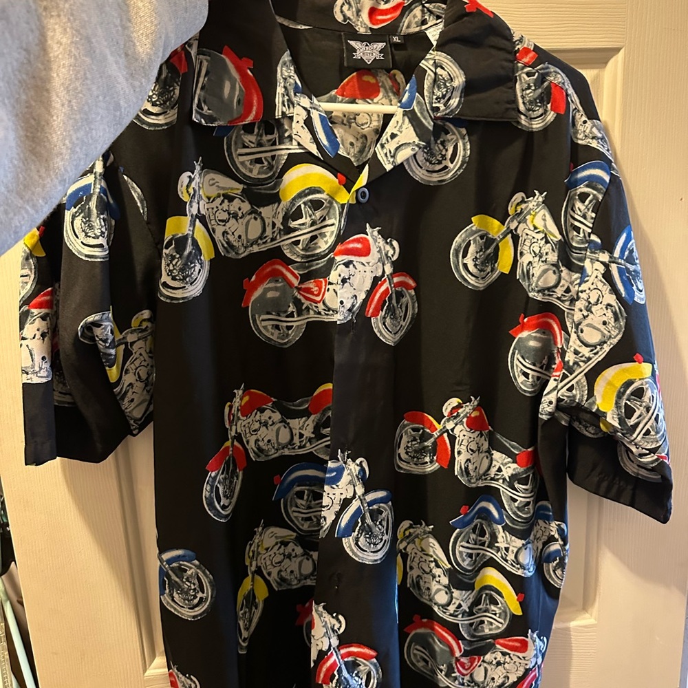 Motorcycle Print Black Shirt